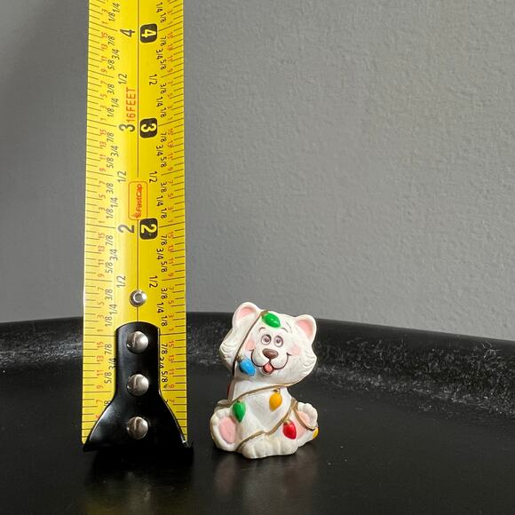 VTG Hallmark Merry Miniatures White Kitty Cat Wrapped in Christmas Lights 1985 - Picture 6 of 6